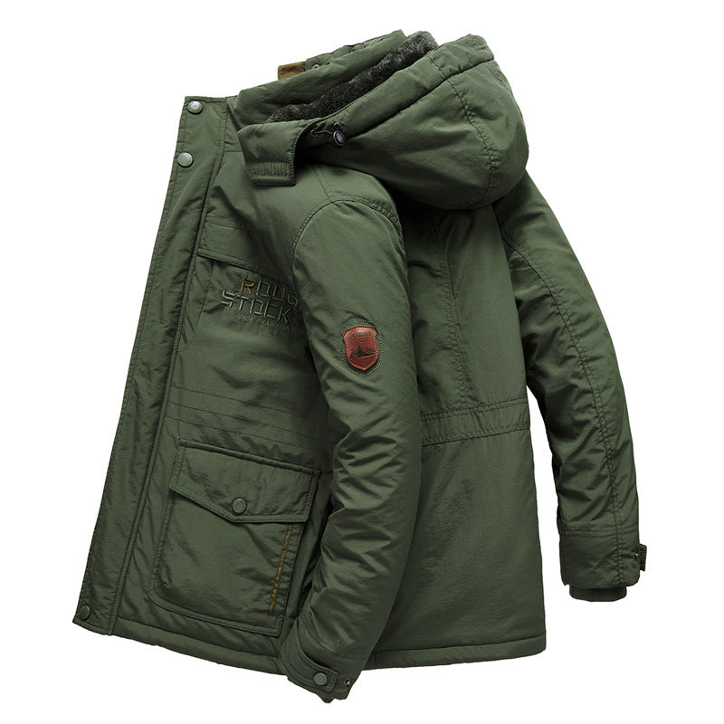 Herren Gefütterte Winterparka mit Teddyfutter, Kapuze und Multifunktionstaschen Shop Nory