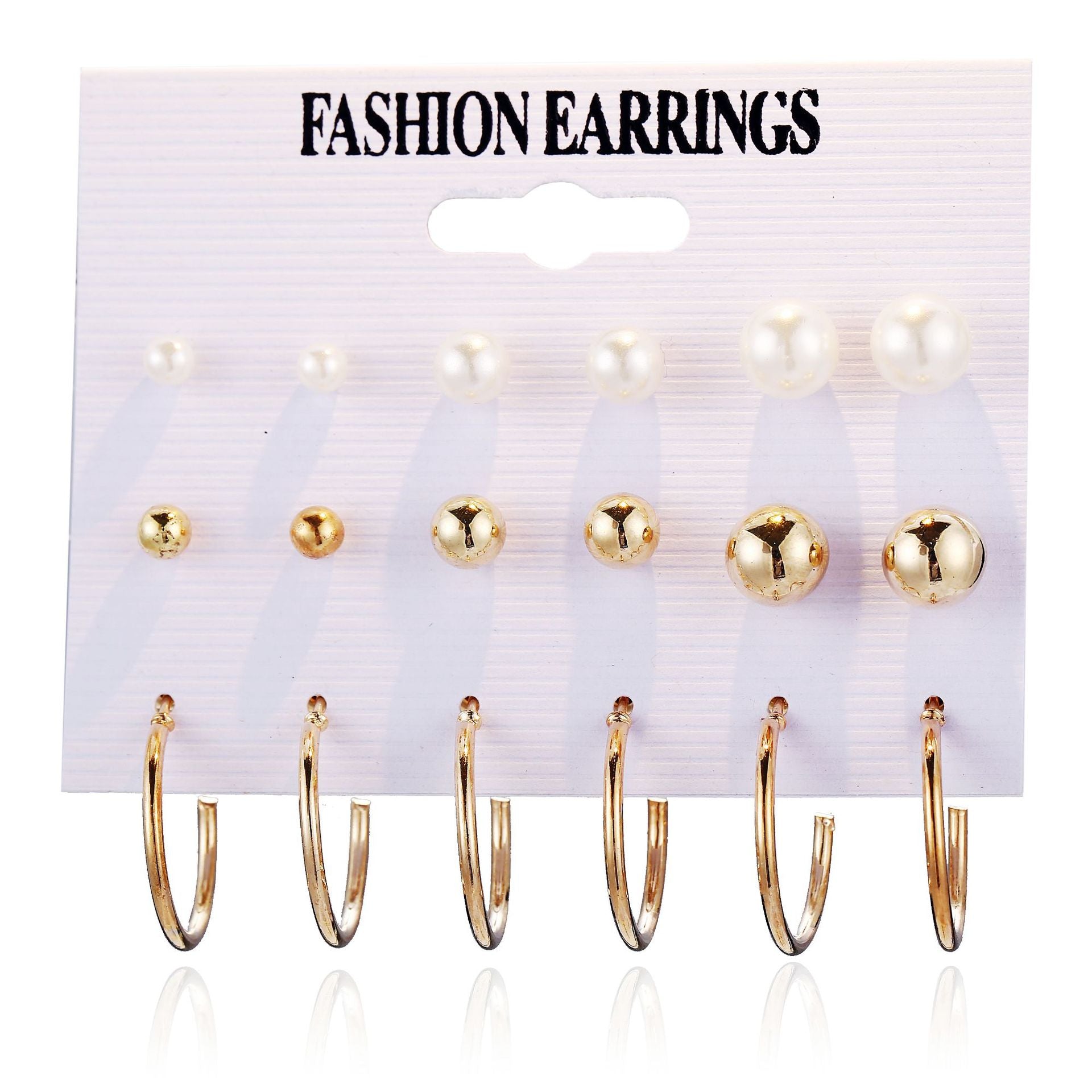 Damen Ohrringe Set mit verschiedenen eleganten Perlen- und Glanzelementen Shop Nory