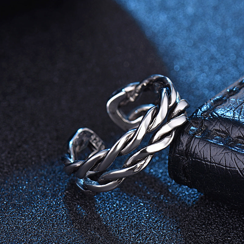 Damen Offener Ring mit kunstvollem Zopfdesign aus hochwertigem Sterling Silber Shop Nory