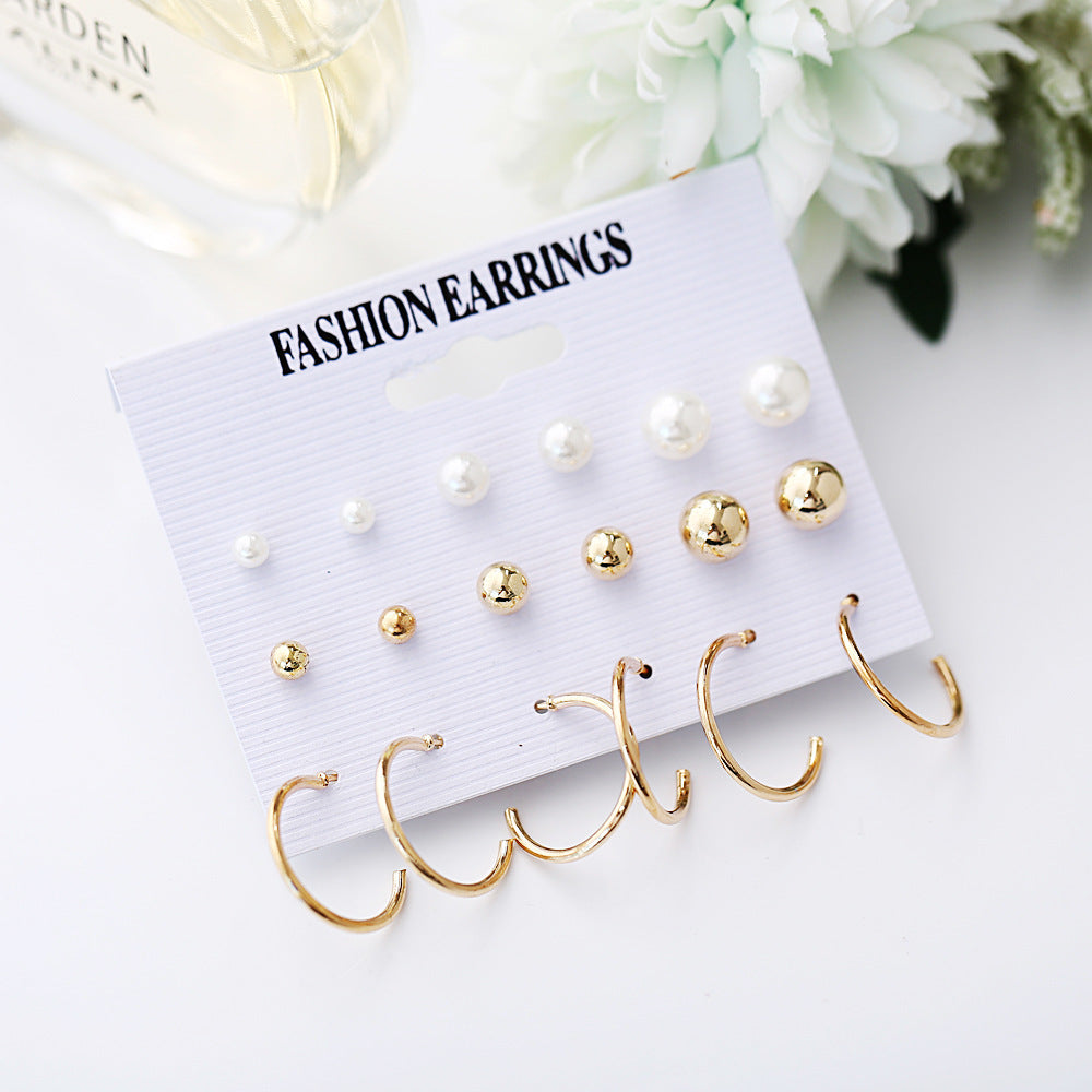 Damen Ohrstecker Set mit funkelnden Kristallen und eleganten Perlen Shop Nory