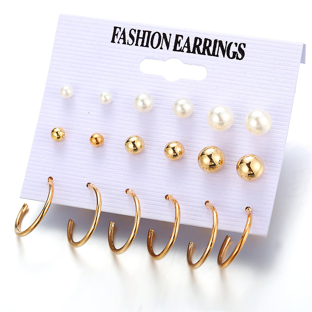 Damen Ohrstecker Set mit funkelnden Kristallen und eleganten Perlen Shop Nory