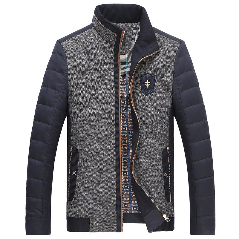 Herren gesteppte Thermo-Steppjacke mit Kunstleder-Schulterpasse und Teddykragen Shop Nory