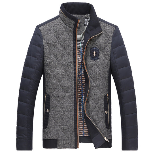 Herren gesteppte Thermo-Steppjacke mit Kunstleder-Schulterpasse und Teddykragen Shop Nory