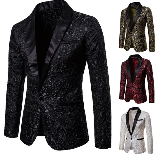 Herren ornamentales Smokingsakko mit Satinrevers und brokatstrukturierter Oberfläche Shop Nory