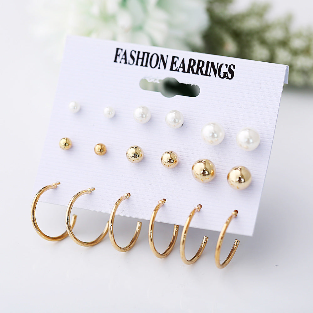 Damen Ohrstecker Set mit funkelnden Kristallen und eleganten Perlen Shop Nory