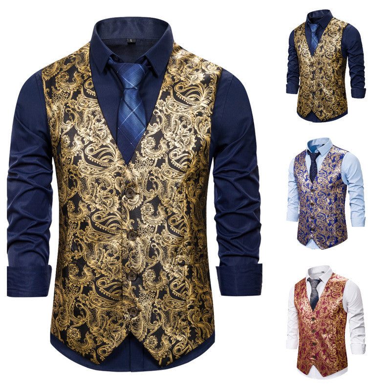 Herren elegante Brokat-Weste im luxuriösen Design