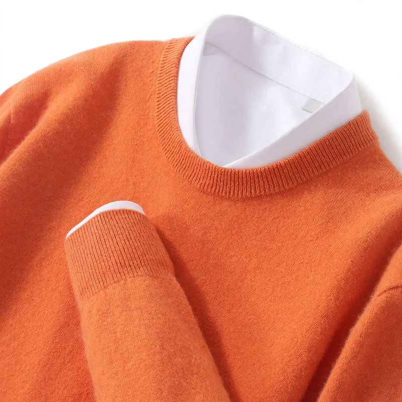 Herren-Wollpullover mit Rundhalsausschnitt