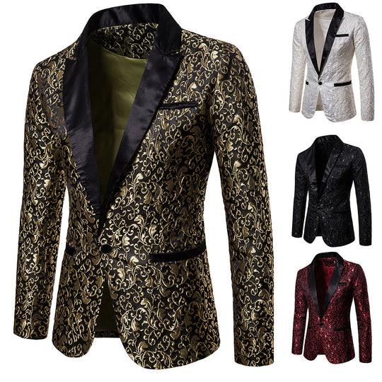Herren ornamentales Smokingsakko mit Satinrevers und brokatstrukturierter Oberfläche Shop Nory