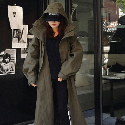 Damen Langer Oversize‑Parka mit extragroßer Kapuze, Tunnelzugtaillen und Pattentaschen Shop Nory