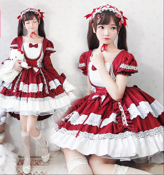 Damen verspieltes Lolita Kleid mit aufwendigen Spitzen- und Rüschendetails Shop Nory