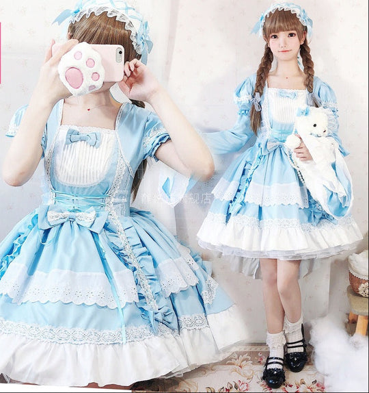 Damen verspieltes Lolita Kleid mit aufwendigen Spitzen- und Rüschendetails Shop Nory