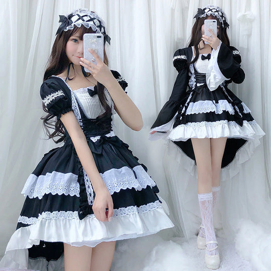 Damen verspieltes Lolita Kleid mit aufwendigen Spitzen- und Rüschendetails Shop Nory