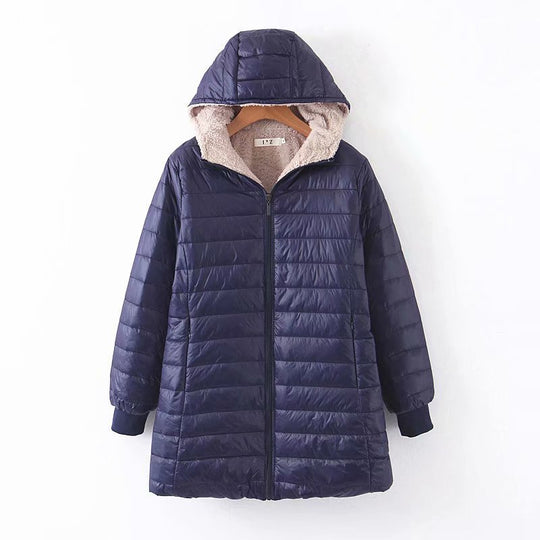 Damen Gefütterte Steppjacke mit Kapuze und Teddyfutter Shop Nory