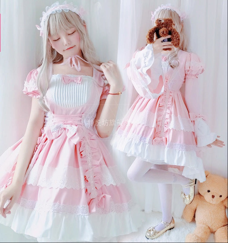 Damen verspieltes Lolita Kleid mit aufwendigen Spitzen- und Rüschendetails Shop Nory
