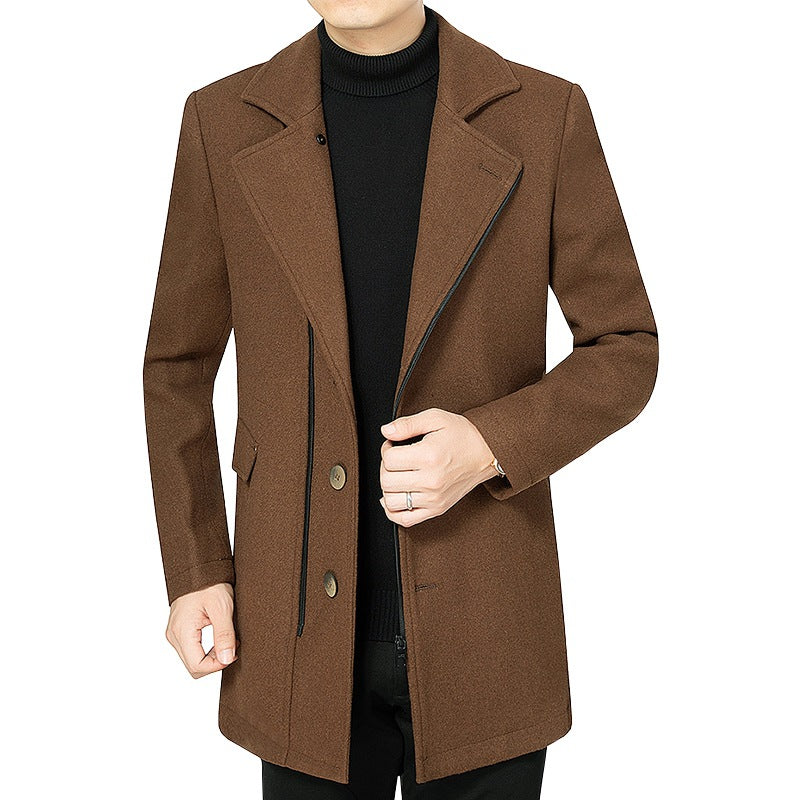 Herren Mantel mittellang aus Wollmix mit schlanker Silhouette, verdeckter Reißverschlussleiste und Pattentaschen Shop Nory