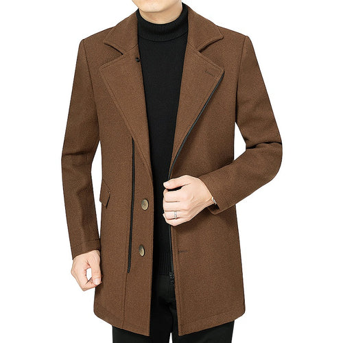Herren Mantel mittellang aus Wollmix mit schlanker Silhouette, verdeckter Reißverschlussleiste und Pattentaschen Shop Nory