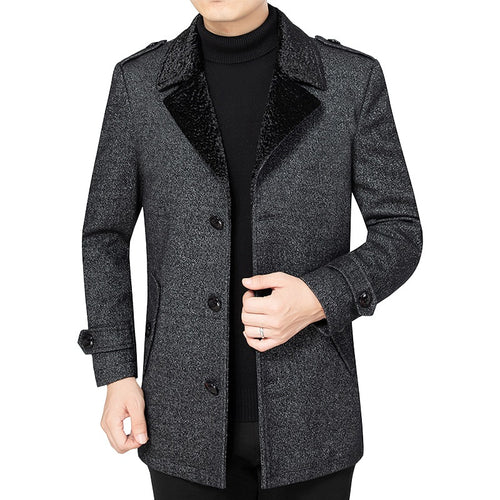 Herren Kurzmantel aus Wollmix mit kontrastierendem Kunstfell-Revers und Schulterriegeln Shop Nory
