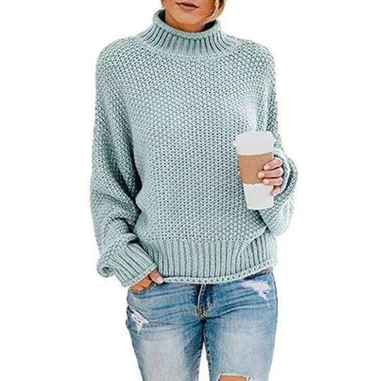 Damen Grobgestrickter Boxy-Rollkragenpullover mit strukturierter Waffeloptik und geripptem Saum Shop Nory