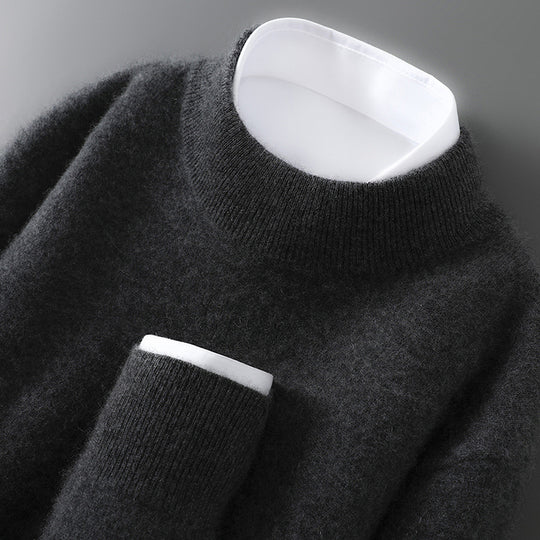 Herren-Wollpullover mit Stehkragen, 100% Wolle