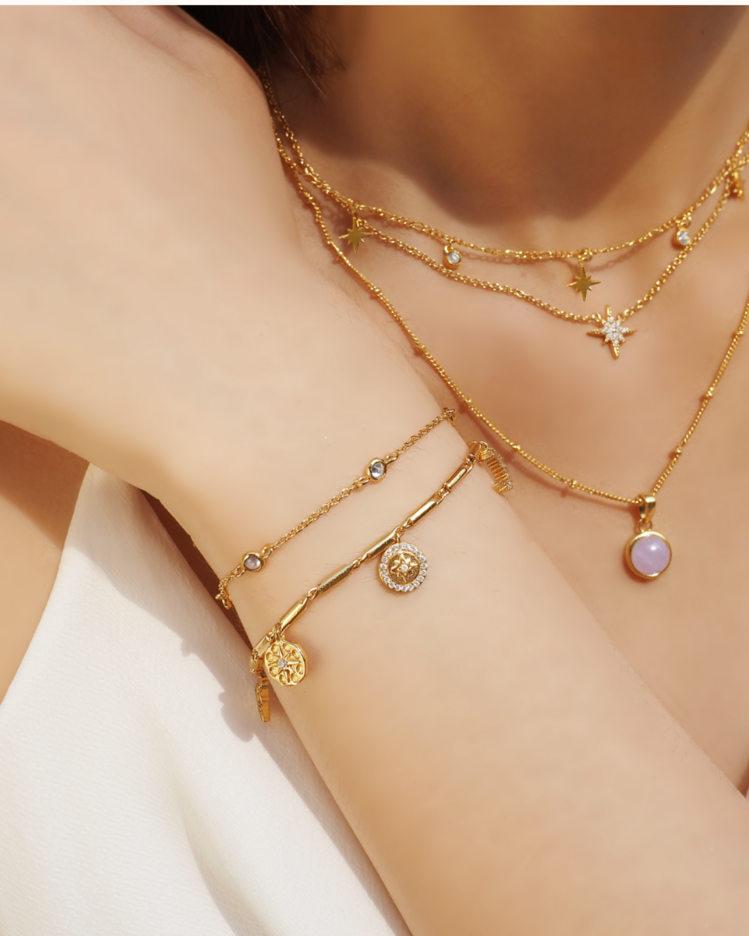 Himmelsgalaxie Kristall Goldkette Armband | Shop Nory
