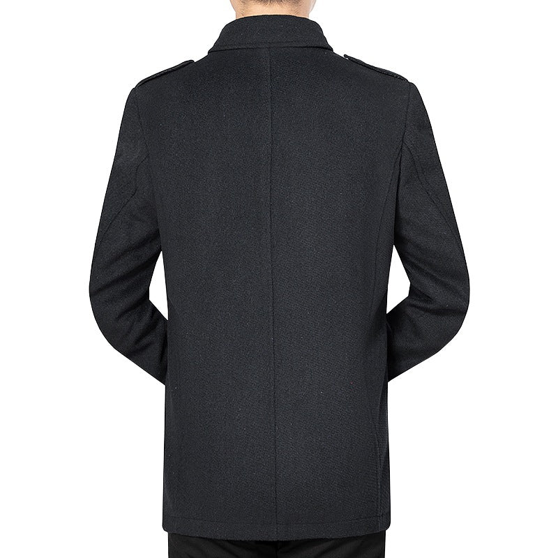 Herren Kurzmantel aus Wollmix mit Stehkragen und Schulterklappen Shop Nory