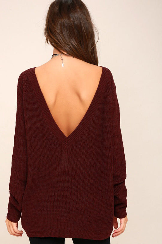 Damen Strickpullover mit tiefem Rückenausschnitt und lässigem Schnitt