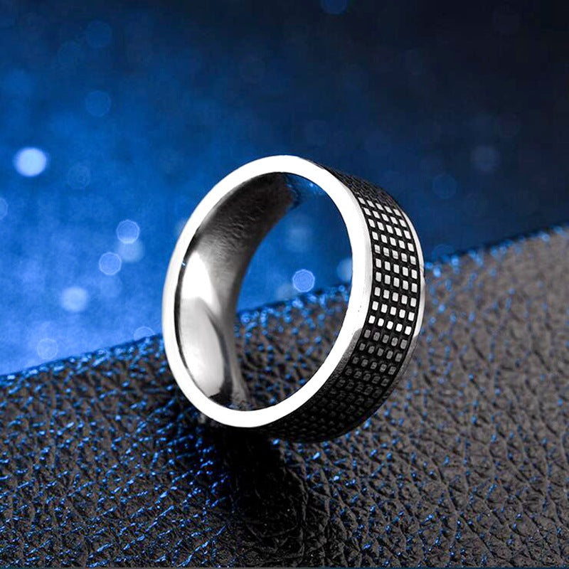 Herren Ring mit modernem, strukturiertem Karomuster Shop Nory