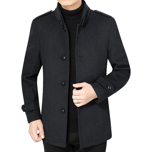 Herren Kurzmantel aus Wollmix mit Stehkragen und Schulterklappen Shop Nory