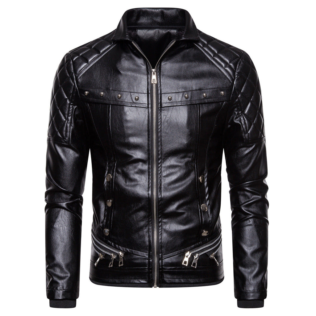 Herren Kunstlederjacke mit luxuriösem Fellkragen