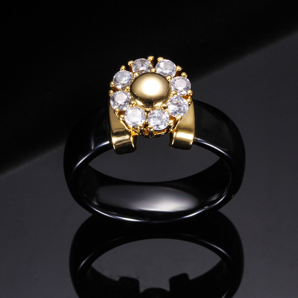 Damen Ring mit floralem Kristallmotiv Shop Nory