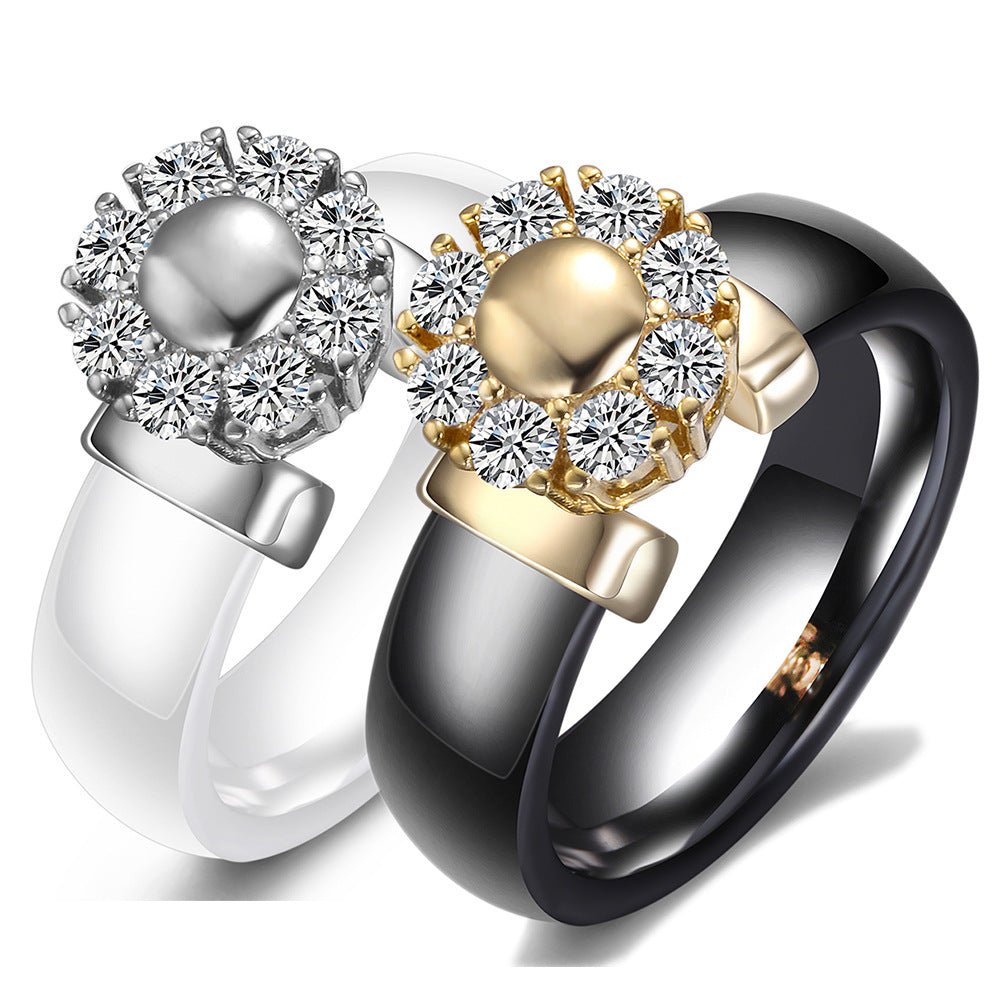 Damen Ring mit floralem Kristallmotiv Shop Nory