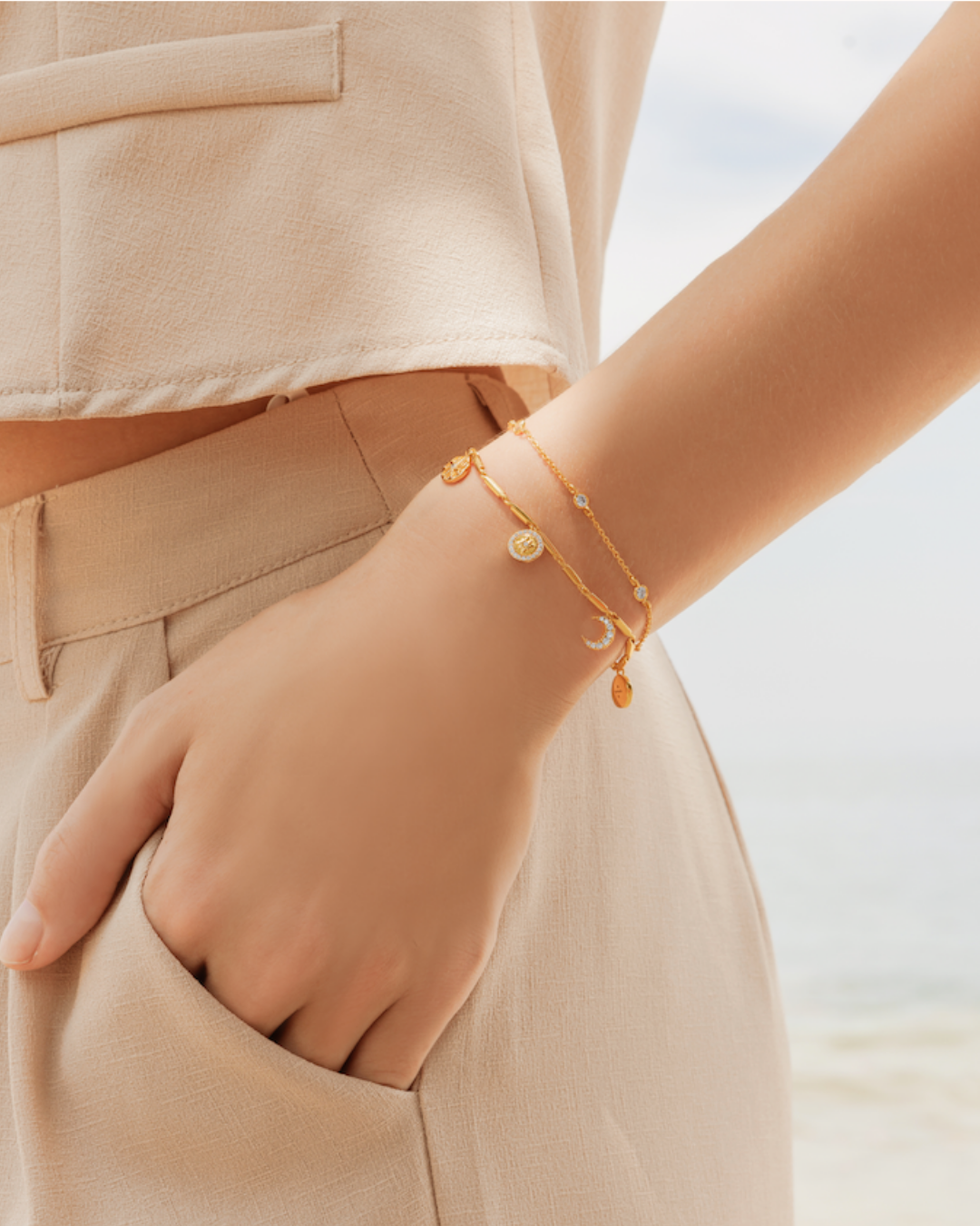 Himmelsgalaxie Kristall Goldkette Armband | Shop Nory