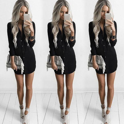 Damen Hemdkleid aus Viskose-Mischung mit tailliertem Schnitt und seitlichen Schlitzen Shop Nory
