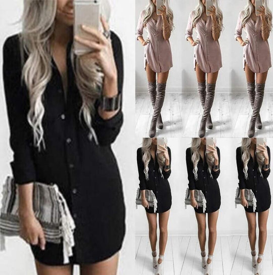Damen Kurz-Shirtkleid mit Rundsaum, seitlichen Schlitzen und lässiger Tunika-Silhouette Shop Nory