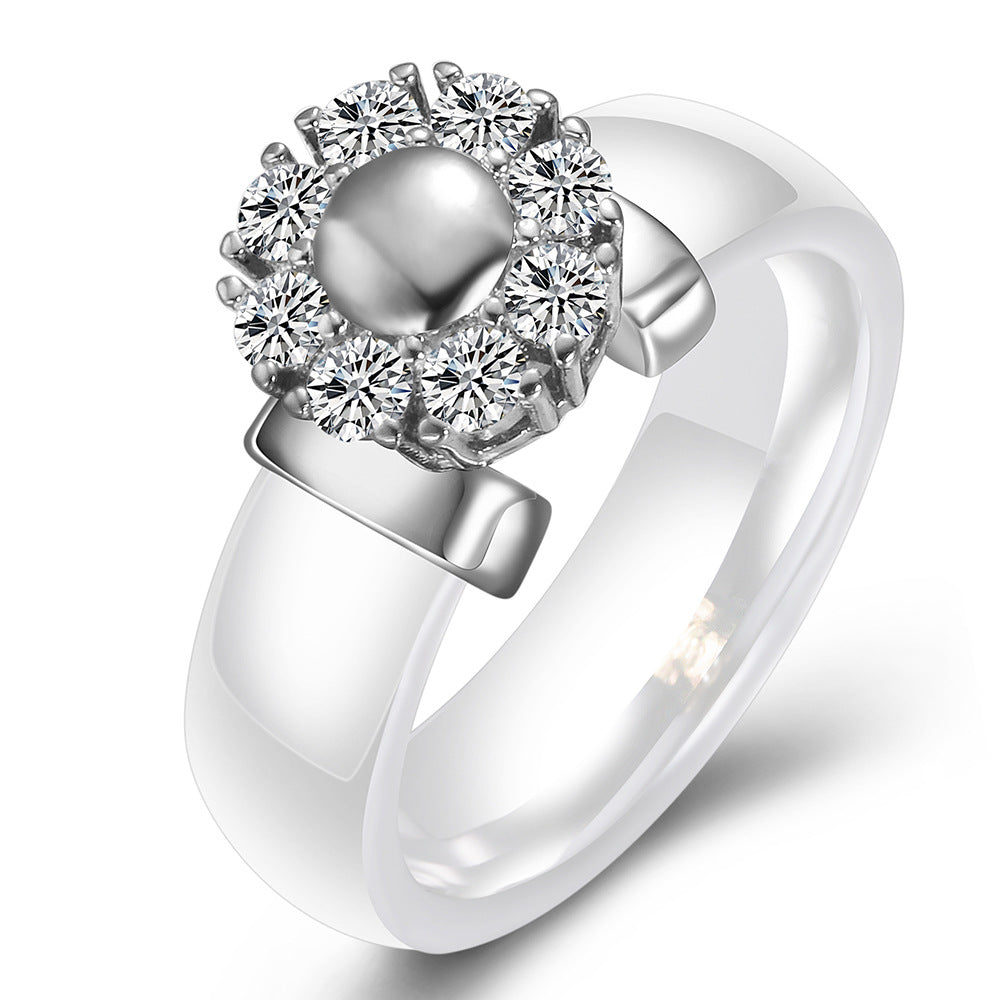 Damen Ring mit floralem Kristallmotiv Shop Nory