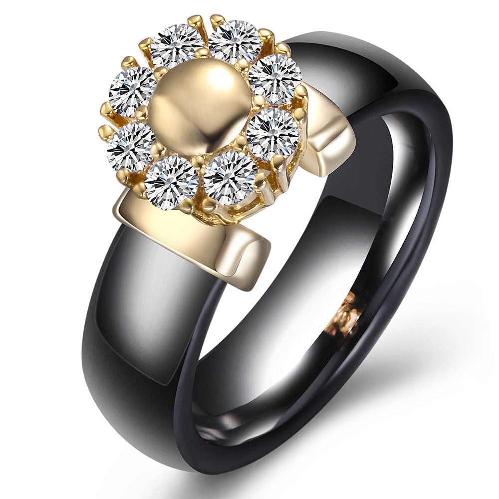 Damen Ring mit floralem Kristallmotiv Shop Nory