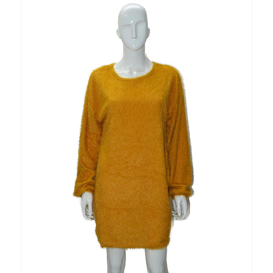Damen Kuscheliges Oversize Plüsch-Kleid mit Rundhalsausschnitt Shop Nory