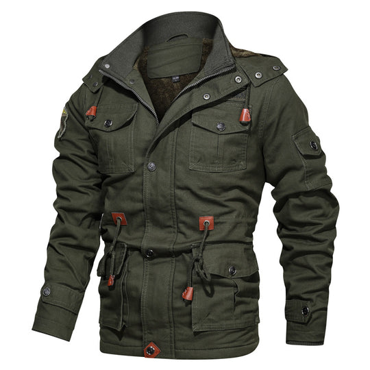 Herren Militärinspirierter Canvas-Parka mit Teddyfleece-Innenfutter und verstellbarem Taillenzug Shop Nory