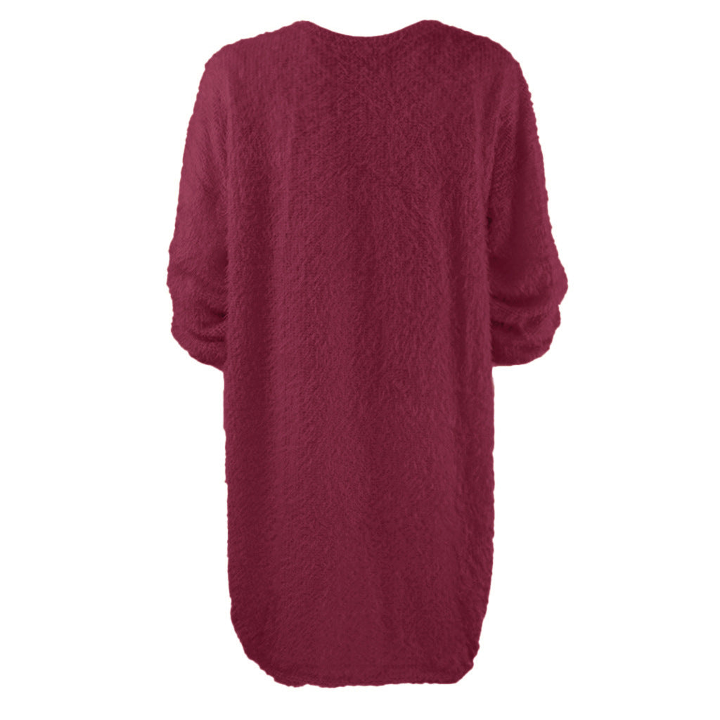 Damen Kuscheliges Oversize Plüsch-Kleid mit Rundhalsausschnitt Shop Nory