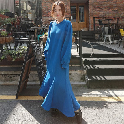 Damen Oversize-Fleece-Maxikleid mit Kapuze und Eingrifftaschen Shop Nory