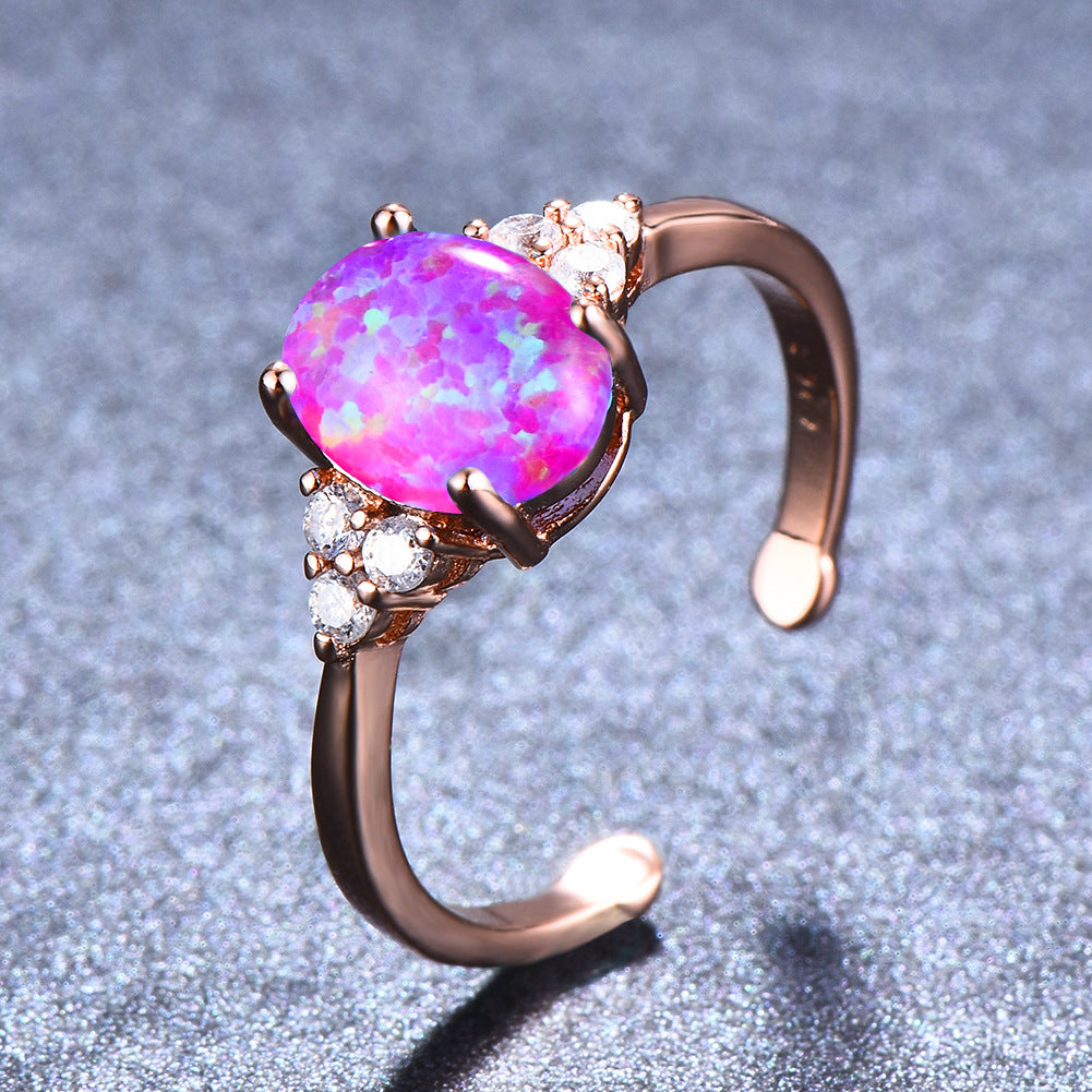 Damen Ring mit schimmerndem Opal und funkelnden Zirkonia-Details Shop Nory