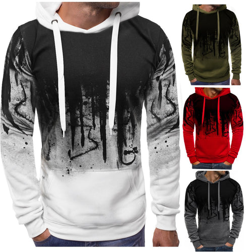Herren Kapuzenpullover mit verlaufendem Drip-Print, Kängurutasche und kontrastierender Kapuzenfütterung Shop Nory