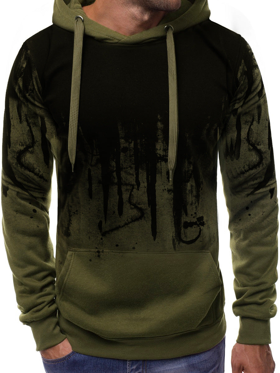 Herren Kapuzenpullover mit verlaufendem Drip-Print, Kängurutasche und kontrastierender Kapuzenfütterung Shop Nory