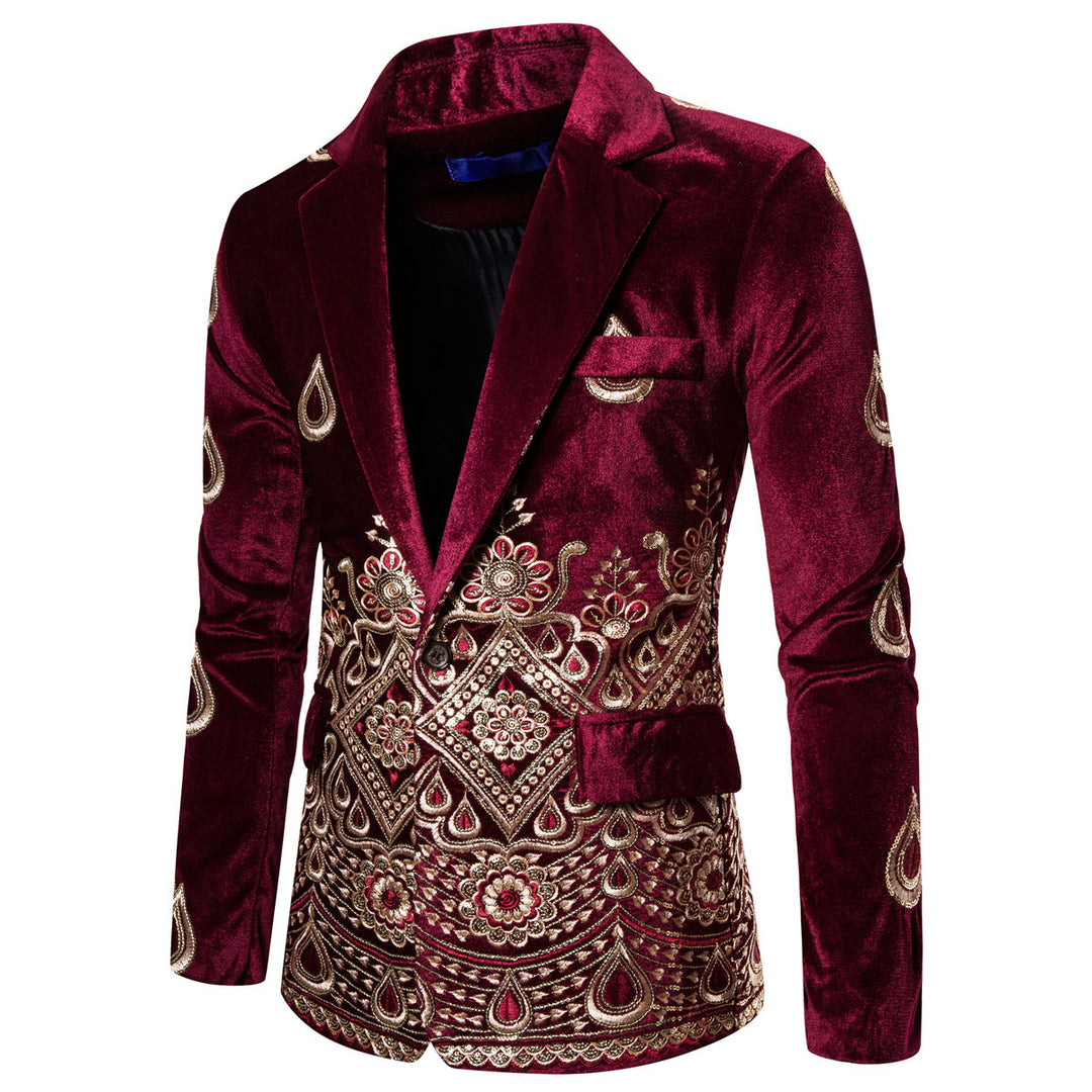 Herren Prunkvolles besticktes Samt‑Sakko mit Ornament- und Paisleystickerei Shop Nory