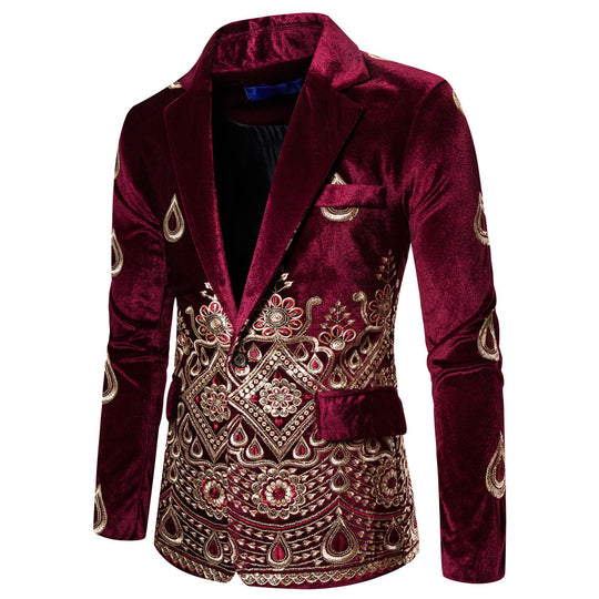 Herren Prunkvolles besticktes Samt‑Sakko mit Ornament- und Paisleystickerei Shop Nory