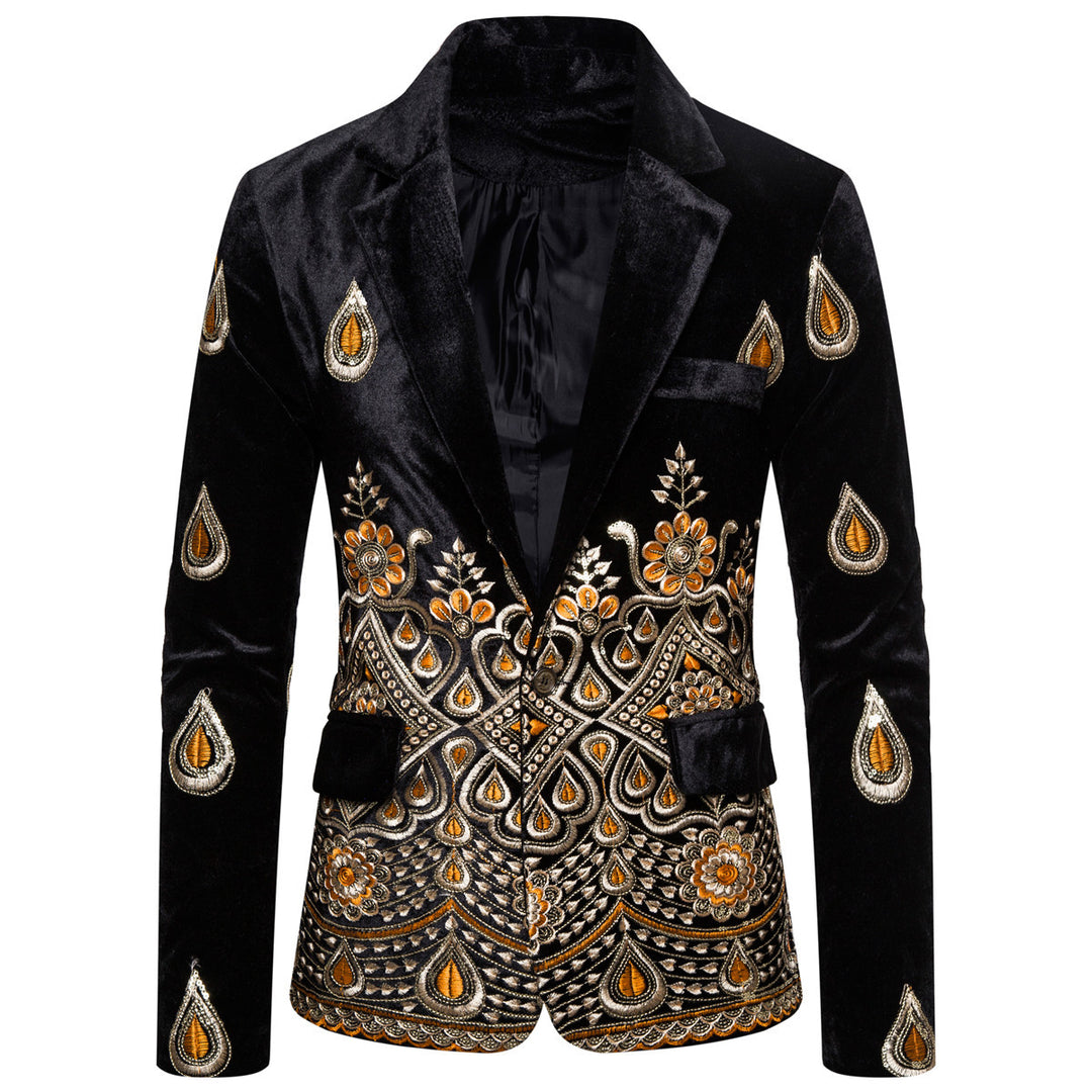 Herren Prunkvolles besticktes Samt‑Sakko mit Ornament- und Paisleystickerei Shop Nory