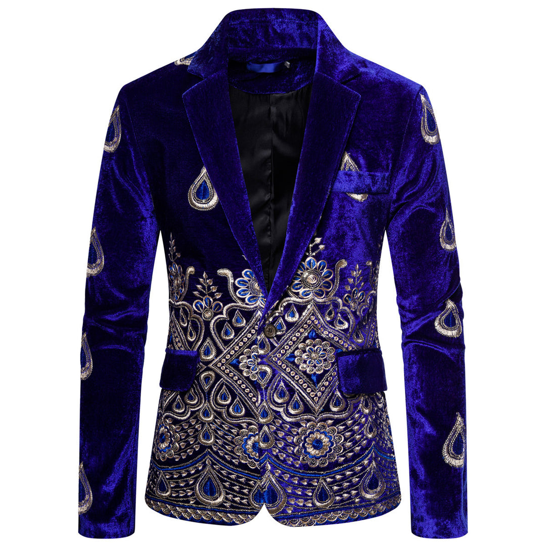 Herren Prunkvolles besticktes Samt‑Sakko mit Ornament- und Paisleystickerei Shop Nory