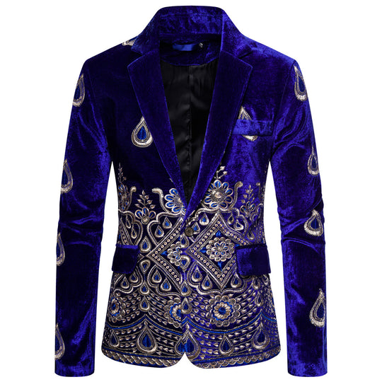 Herren Prunkvolles besticktes Samt‑Sakko mit Ornament- und Paisleystickerei Shop Nory