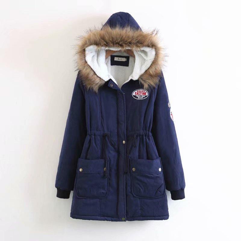 Damen Langer Utility-Parka mit Teddyfutter, Kapuze mit Kunstfell und Kordelzug Shop Nory