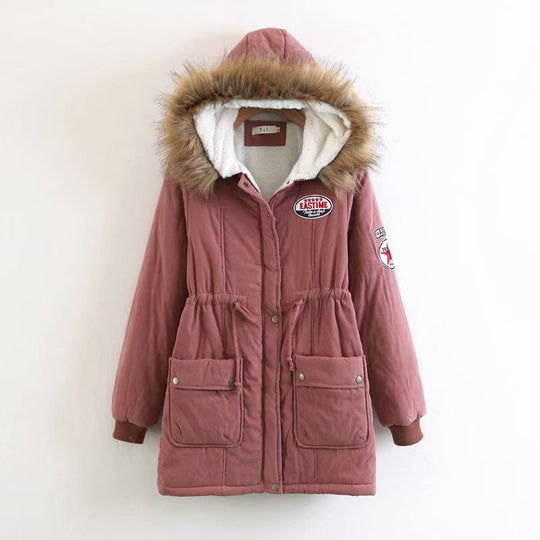 Damen Langer Utility-Parka mit Teddyfutter, Kapuze mit Kunstfell und Kordelzug Shop Nory
